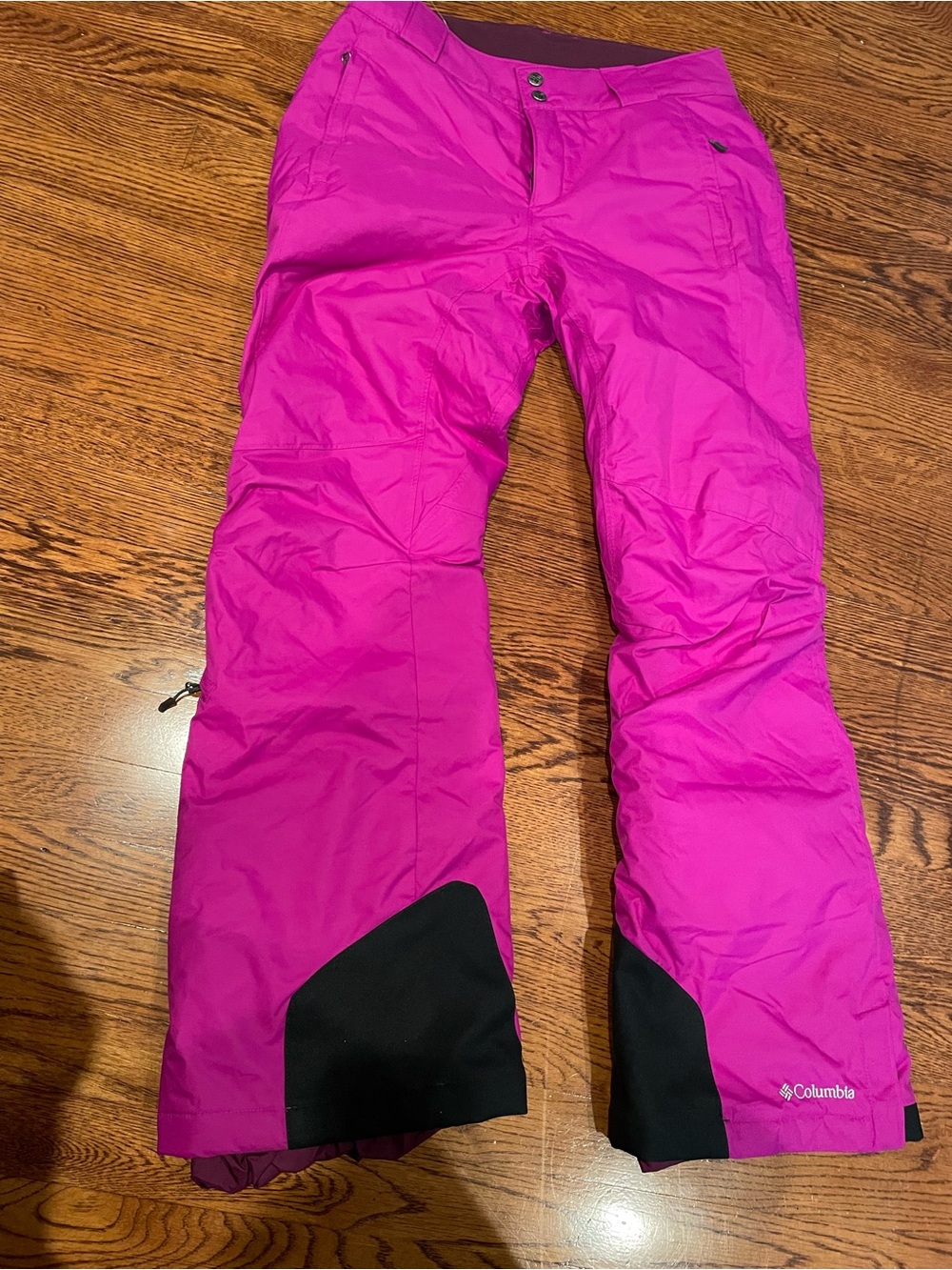 Columbia Women’s Hot Pink Snow Pants with Black Reinforced Cuffs